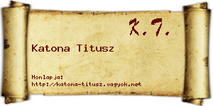 Katona Titusz névjegykártya